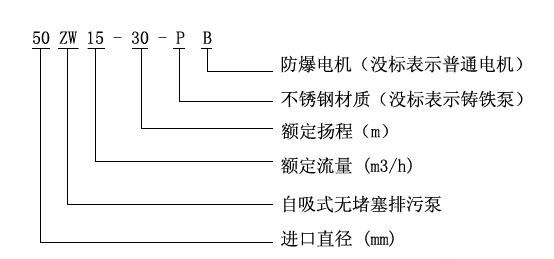 ZW自吸式無(wú)堵塞排污泵型號意義